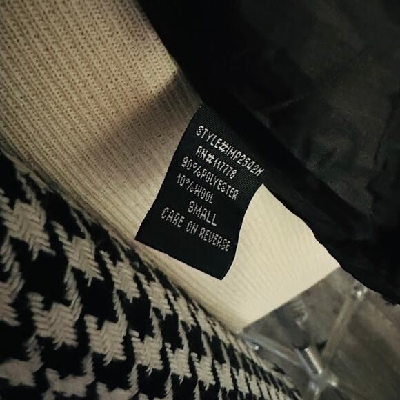 Houndstooth Short Sleeve Statement Coat Black And White Size Small - Picture 9 of 10